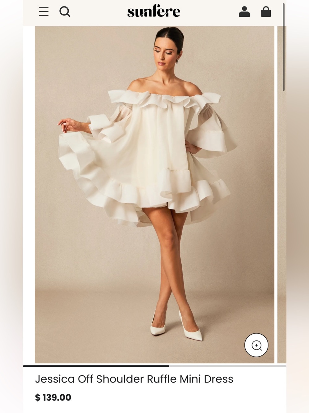 White Off-Shoulder Ruffled Mini Dress